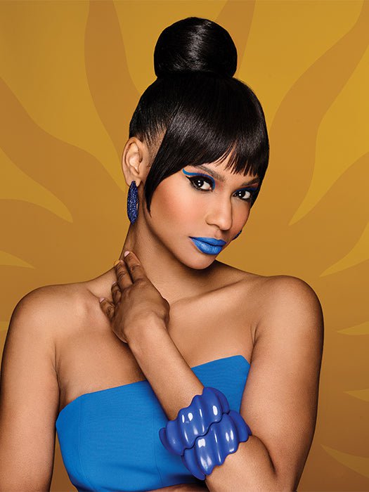 Sleek Style Bun & Bangs | Synthetic Hairpiece